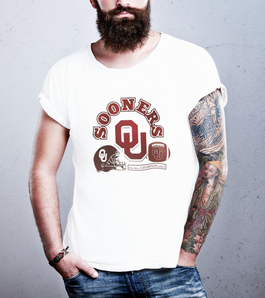 Oklahoma Sooners OU Helmet Football Play Like A Champion Today T-Shirt