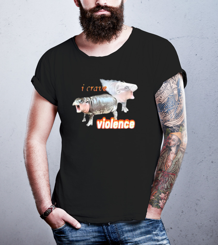 Snazzyseagull I Crave Violence Moo Deng Animal Hybrid Creatures T-Shirt
