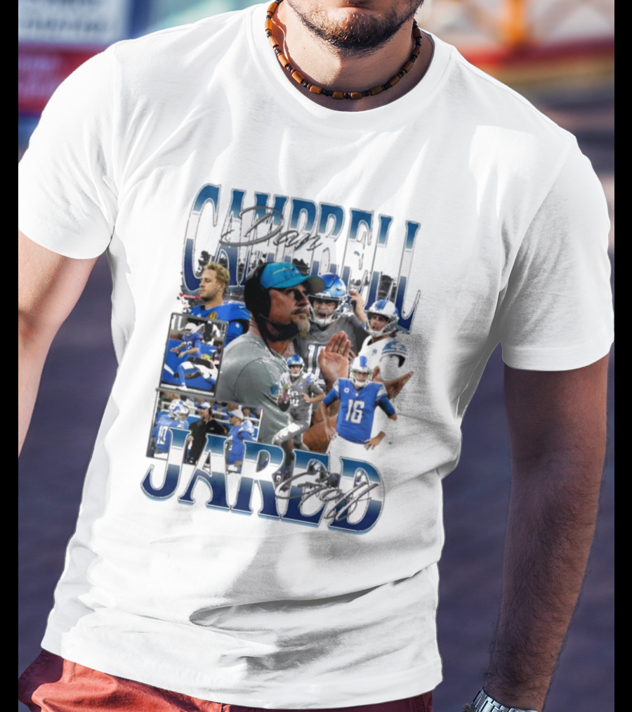 Dan Campbell Jared Goff Detroit Lions NFL Signature Players T-Shirt