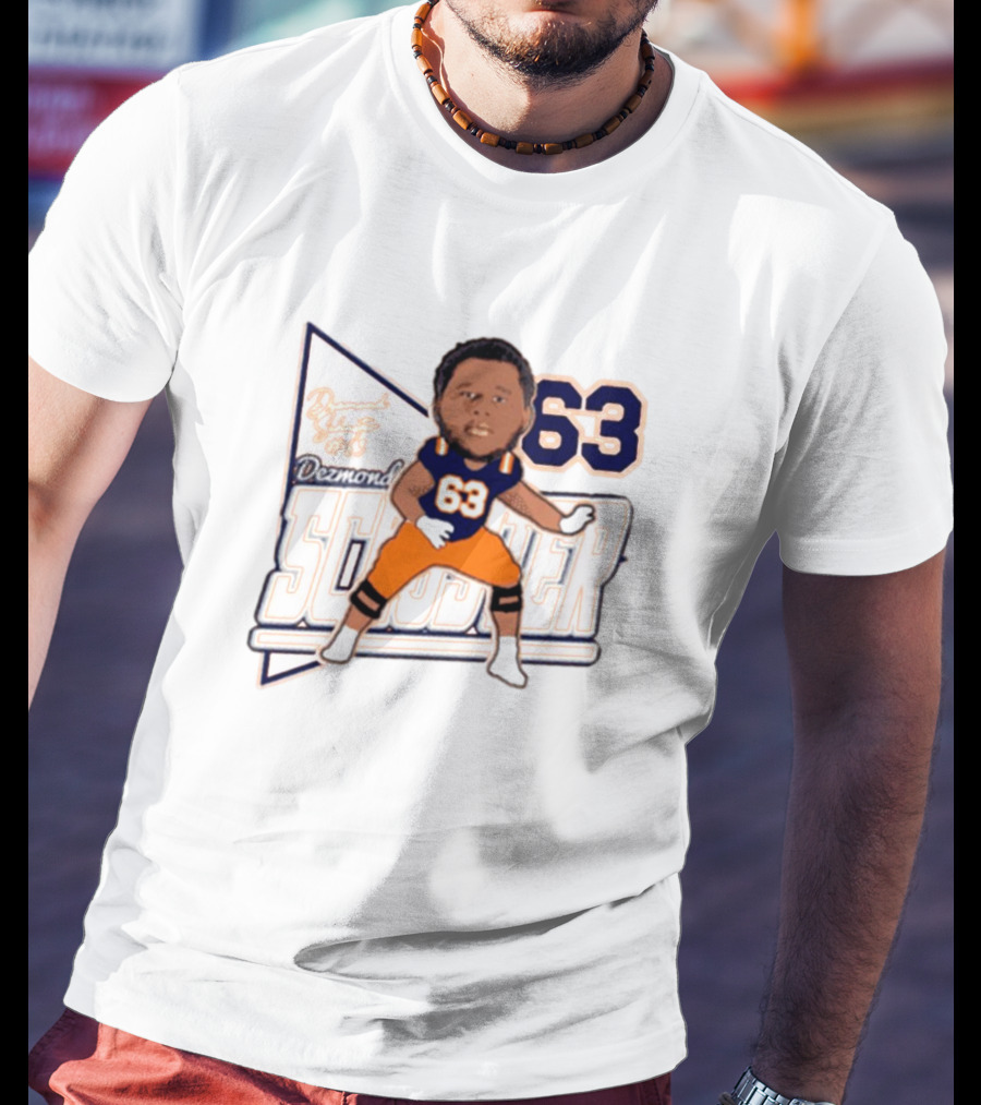 Dezmond Schuster #63 Illinois Fighting Illini Football Caricature Autograph T-Shirt
