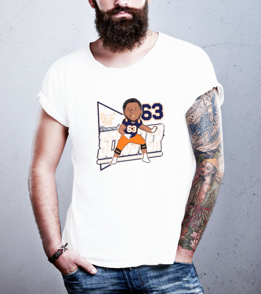 Dezmond Schuster #63 Illinois Fighting Illini Football Caricature Autograph T-Shirt