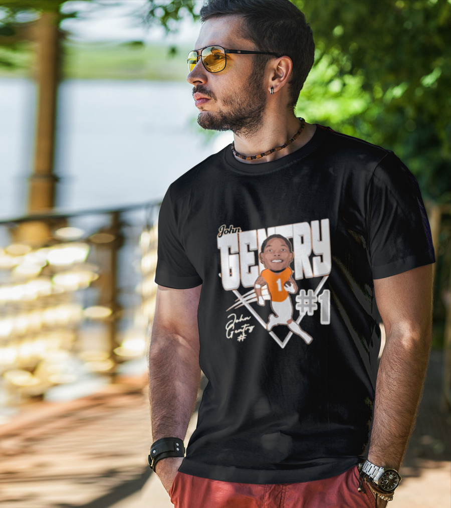 John Gentry #1 Sam Houston Bearkats Football Caricature Signature NCAA T-Shirt