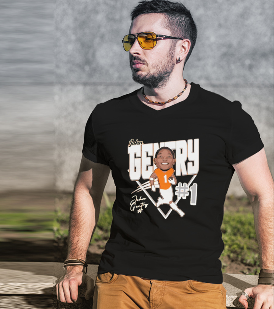 John Gentry #1 Sam Houston Bearkats Football Caricature Signature NCAA T-Shirt