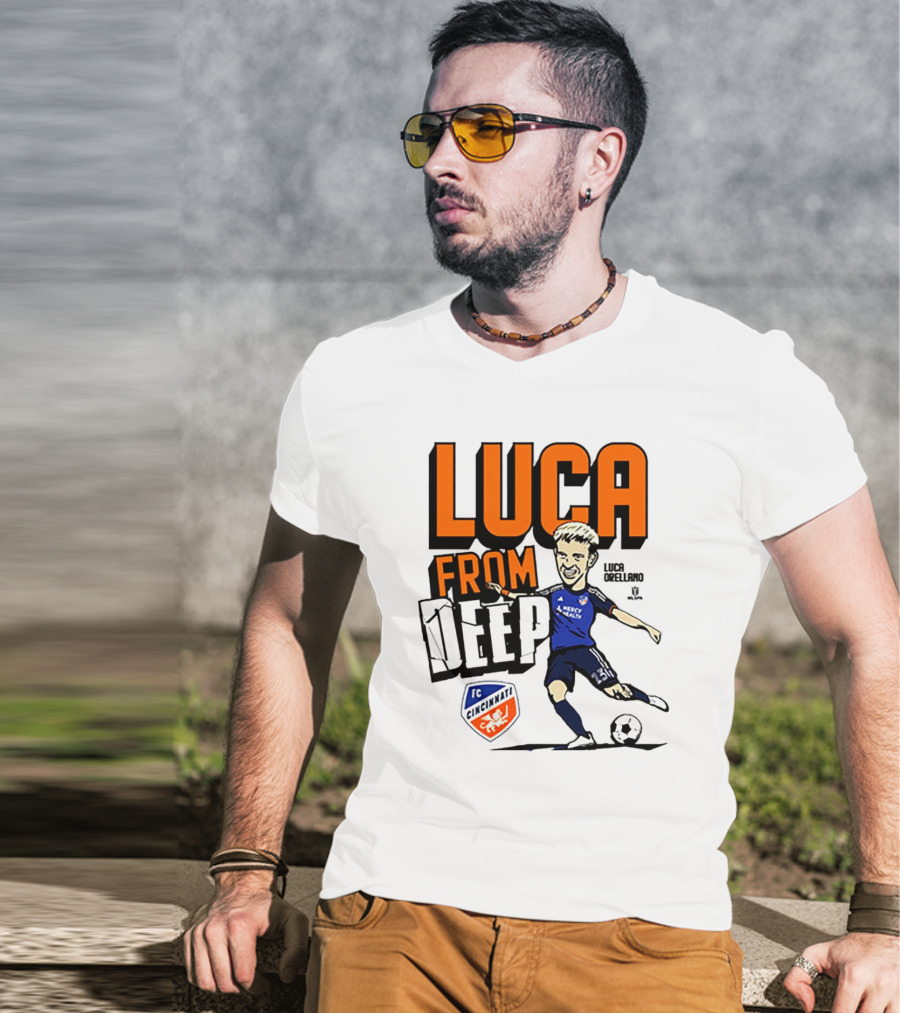 Luca Orellano FC Cincinnati From Deep Soccer Player Action Image T-Shirt