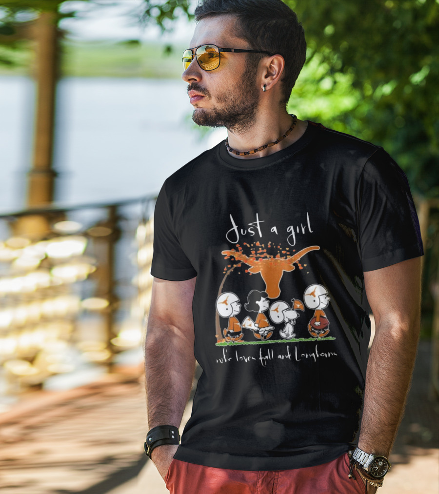 Peanuts Characters Just A Girl Who Loves Fall And Longhorns T-Shirt