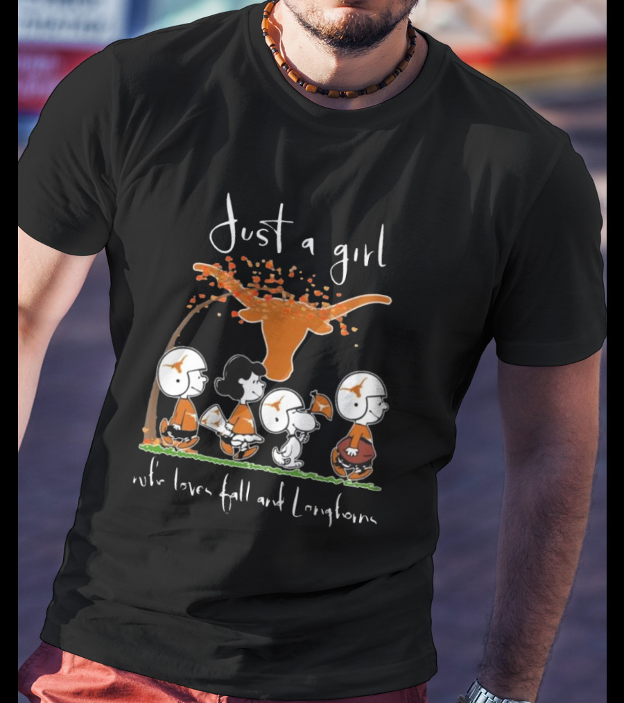 Peanuts Characters Just A Girl Who Loves Fall And Longhorns T-Shirt