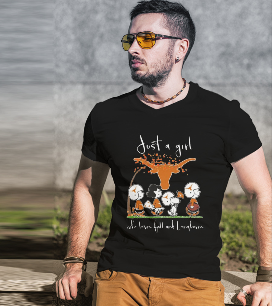Peanuts Characters Just A Girl Who Loves Fall And Longhorns T-Shirt