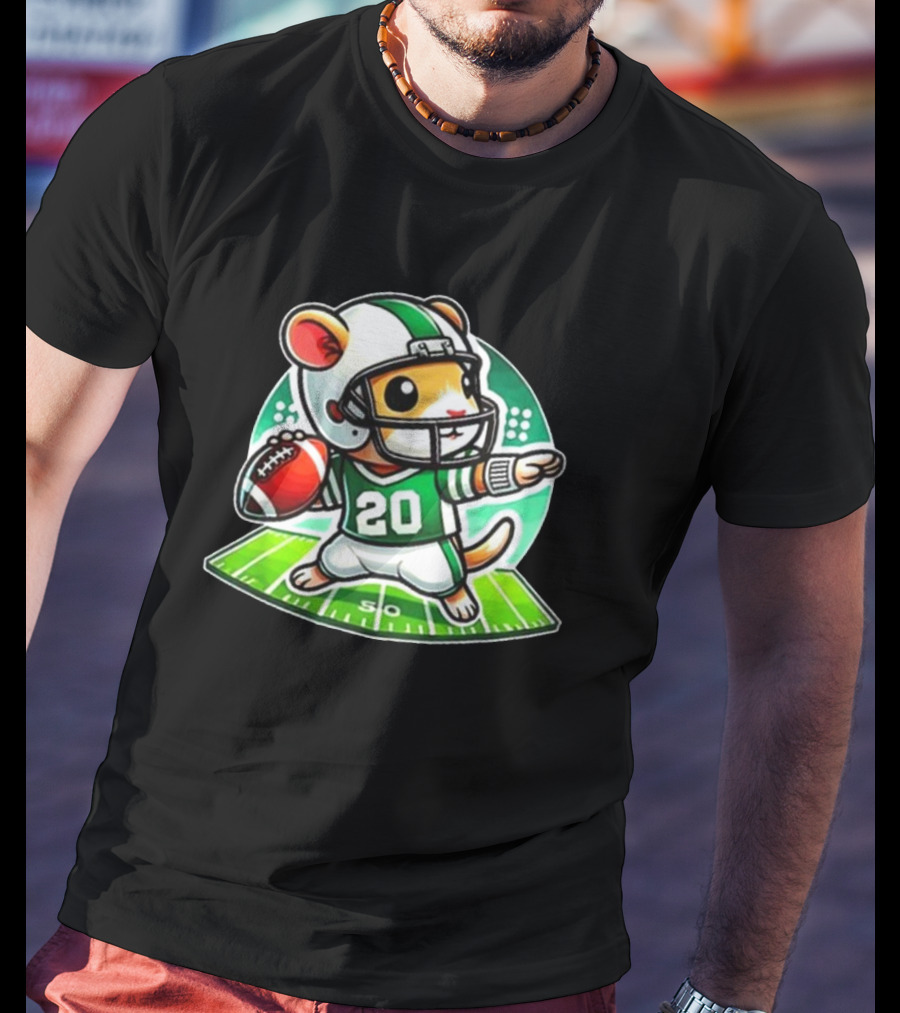 Cute Gerbil Football Quarterback Team Player T-Shirt