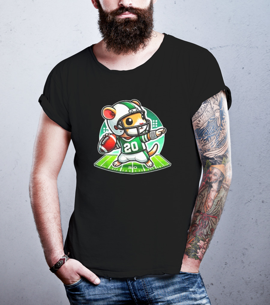 Cute Gerbil Football Quarterback Team Player T-Shirt