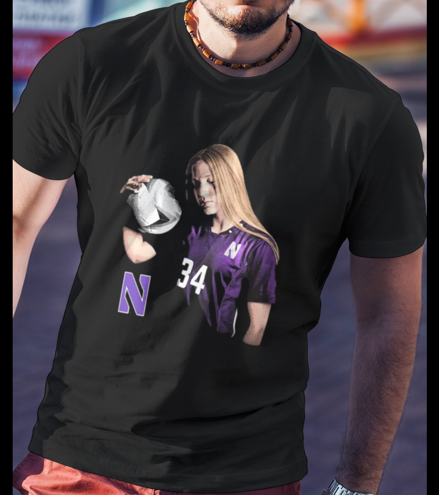 Ava Goodwin Northwestern Soccer Number 34 Spotlight T-Shirt