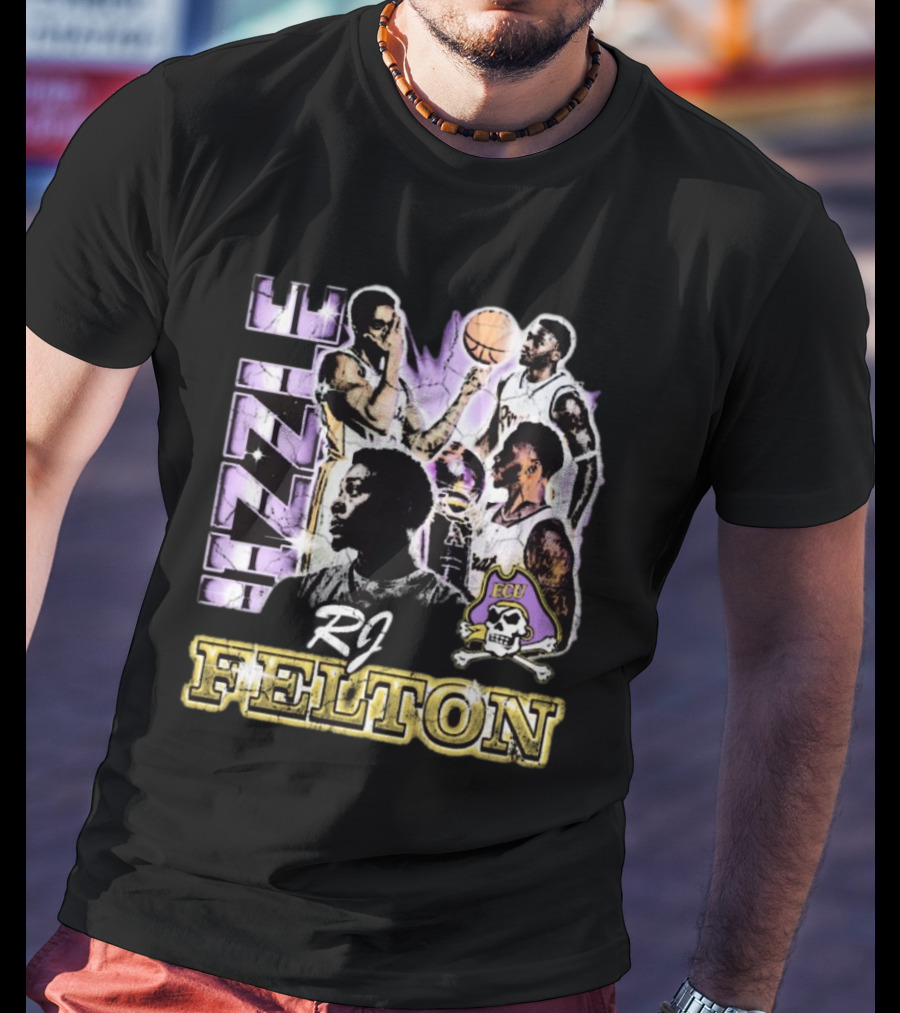 RJ Felton Jizzle ECU Basketball 90s Style With Pirates T-Shirt