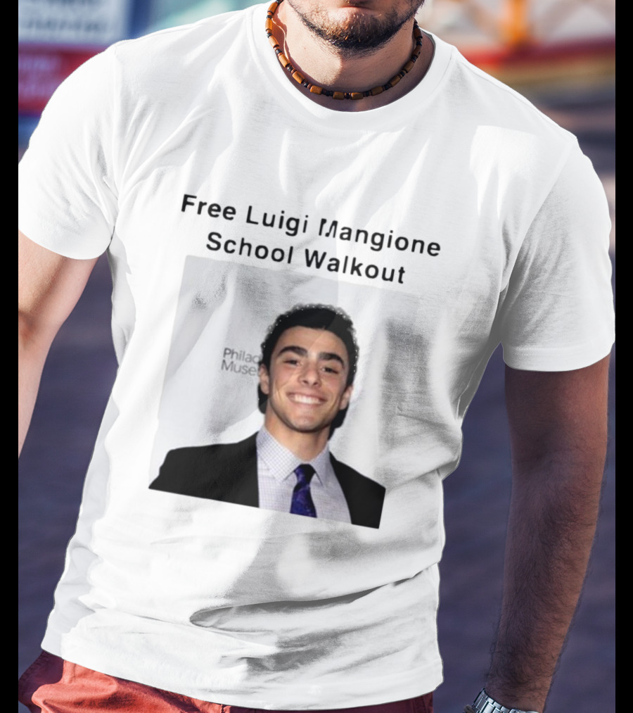Free Luigi Mangione School Walkout Face Philadelphia Museum T-Shirt