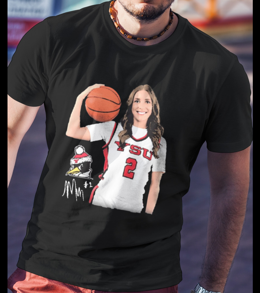 YSU Penguins Malia Magestro #2 Illustrated Signature Basketball Jersey T-Shirt