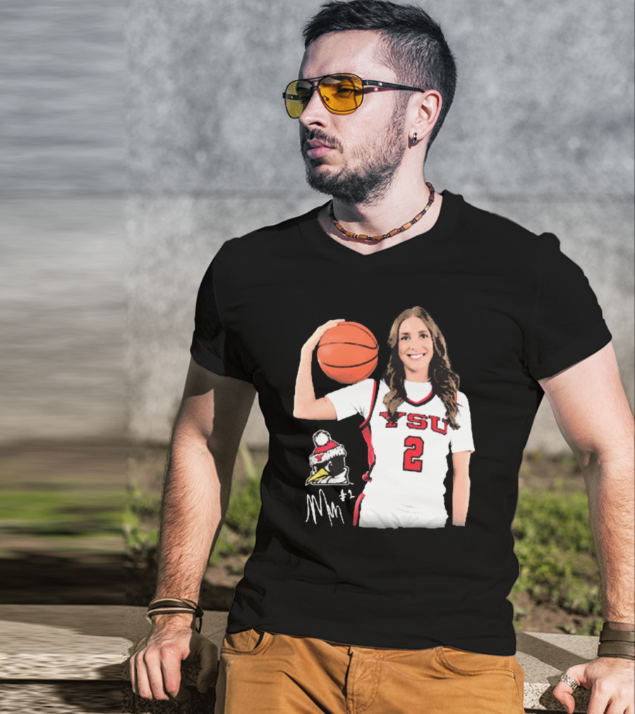 YSU Penguins Malia Magestro #2 Illustrated Signature Basketball Jersey T-Shirt