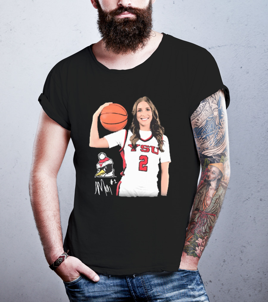 YSU Penguins Malia Magestro #2 Illustrated Signature Basketball Jersey T-Shirt