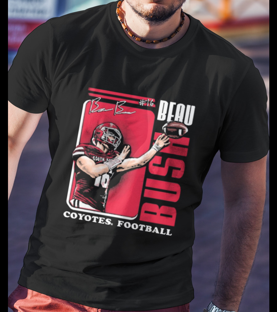 Beau Bush #16 South Dakota Coyotes Football Signature T-Shirt