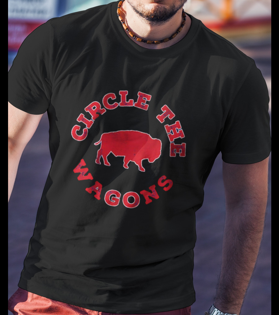 Buffalo Bills Circle The Wagons Red Bison T-Shirt
