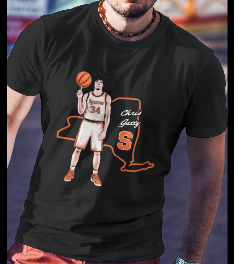 Chris Gatty Syracuse Number 34 Basketball New York Orange S T-Shirt