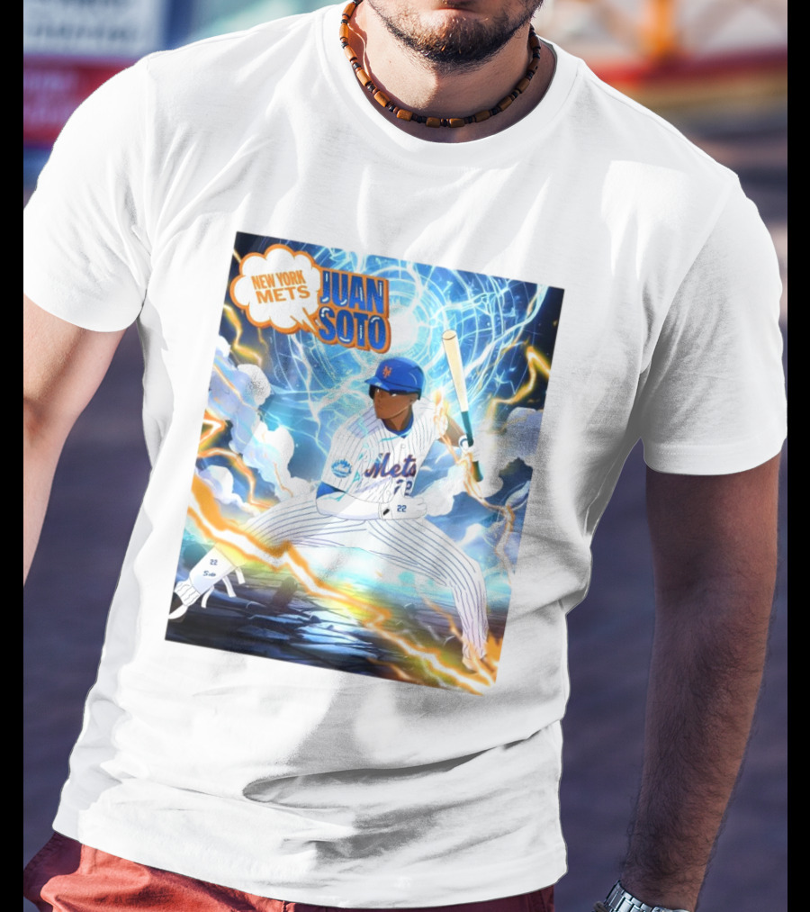 New York Mets Juan Soto Baseball Lightning Adventure T-Shirt