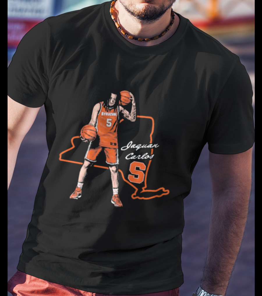 Jaquan Carlos Syracuse Orange Basketball New York State Outline T-Shirt
