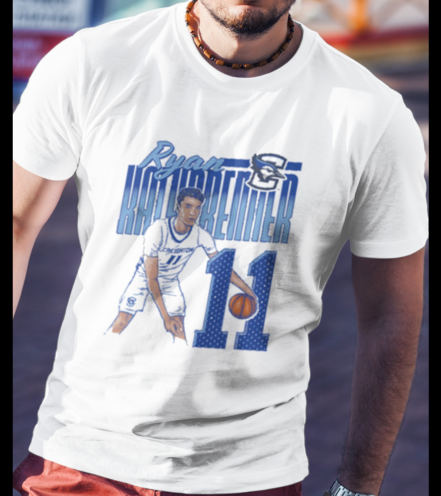 Ryan Kalkbrenner Creighton Bluejays Number 11 Cartoon Big East Conference T-Shirt