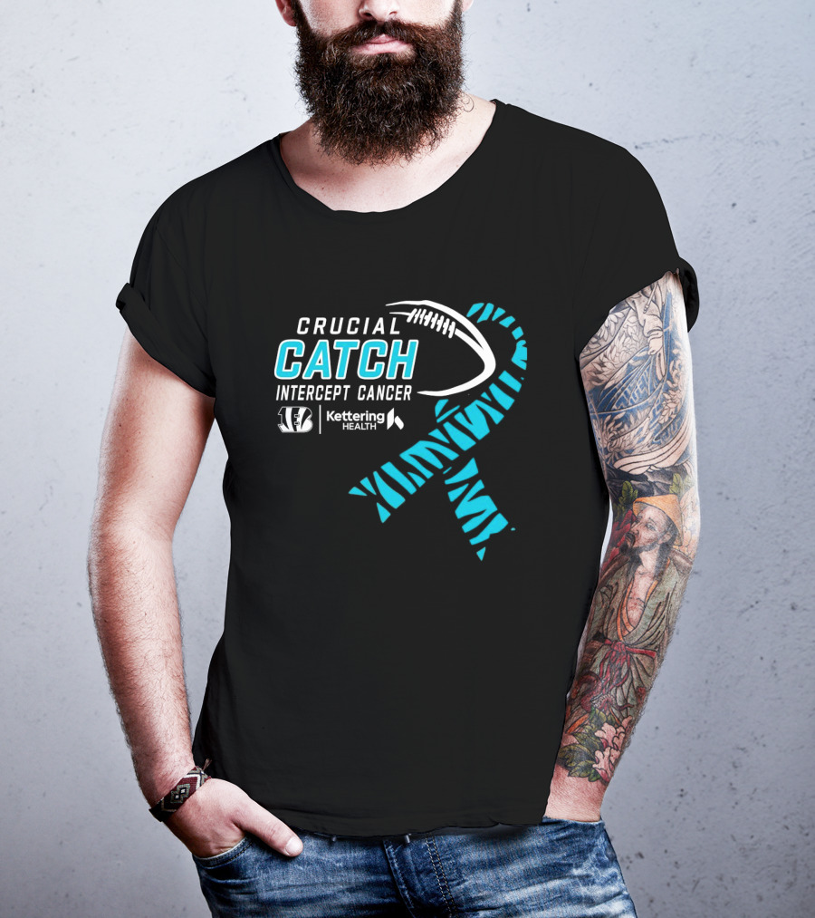 Crucial Catch Intercept Cancer Cincinnati Bengals Kettering Health Cyan T-Shirt
