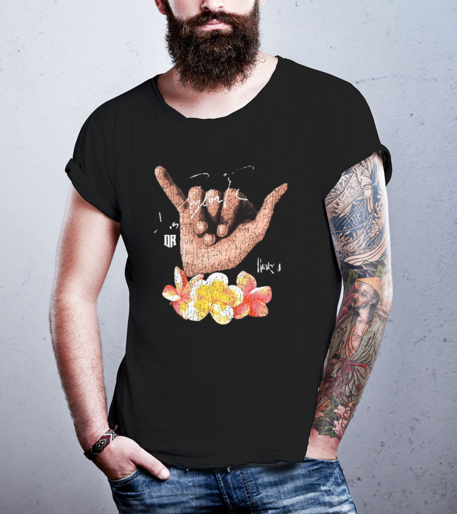 Shaka Hand Huskers Dylan Raiola Signature With Flowers And DR T-Shirt