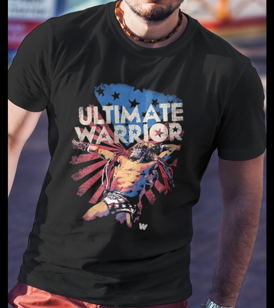 ULTIMATE WARRIOR American Flag Stars Stripes Wrestler T-Shirt
