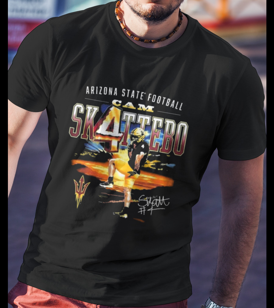 Arizona State Football Cam Skattebo 4 Signature Autograph T-Shirt