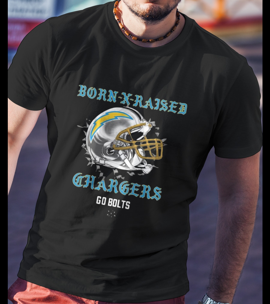 Born X Raised Chargers Helmet Go Bolts T-Shirt
