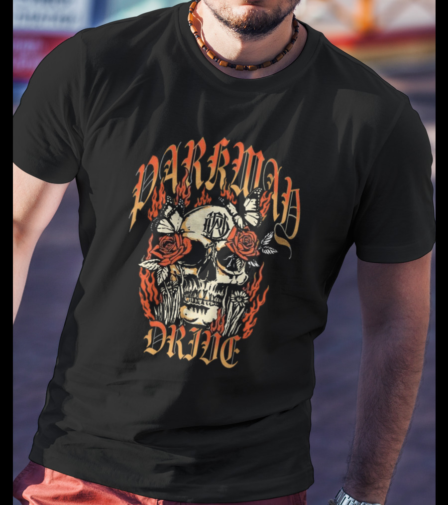 Parkway Drive Skull Roses Flames Butterflies T-Shirt
