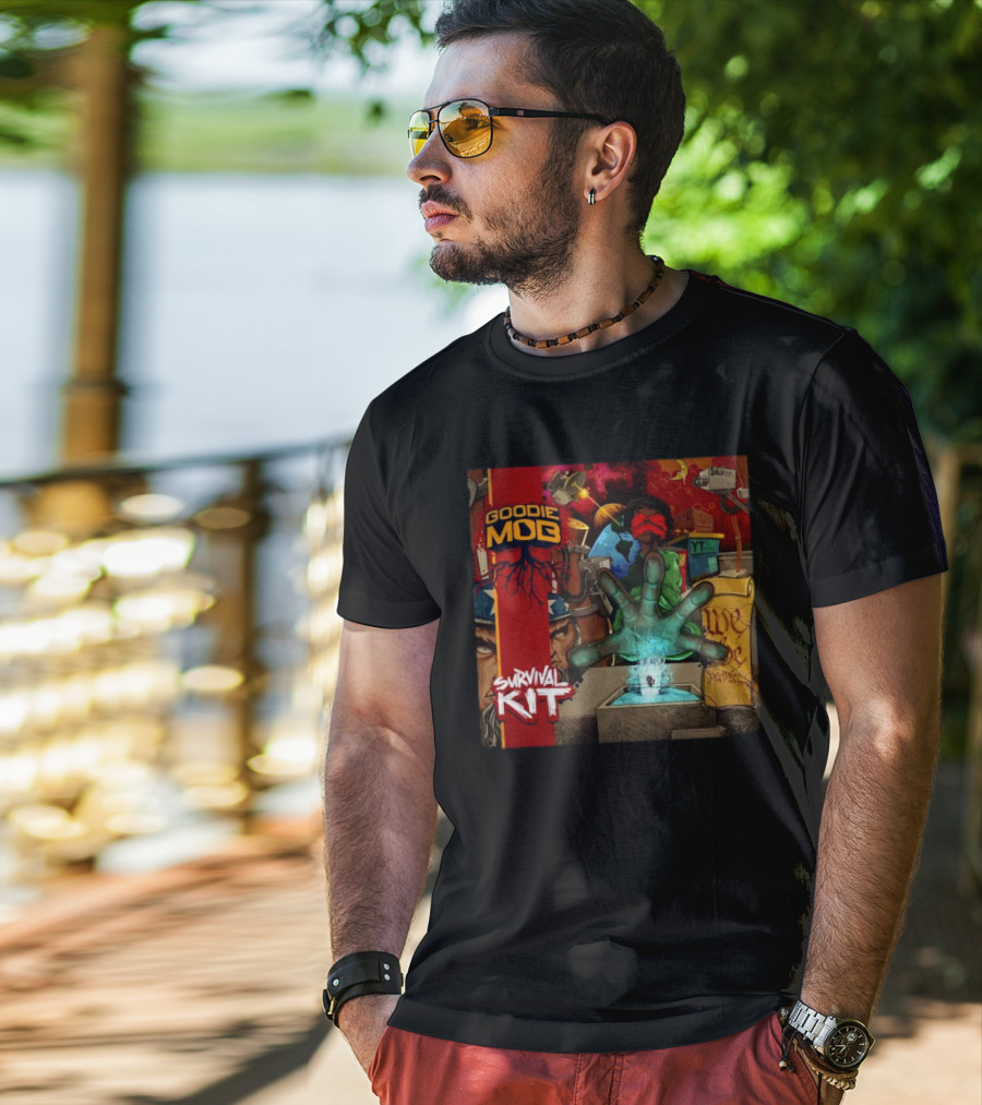 Goodie Mob Survival Kit Hand Album Art With Globe And Graffiti T-Shirt