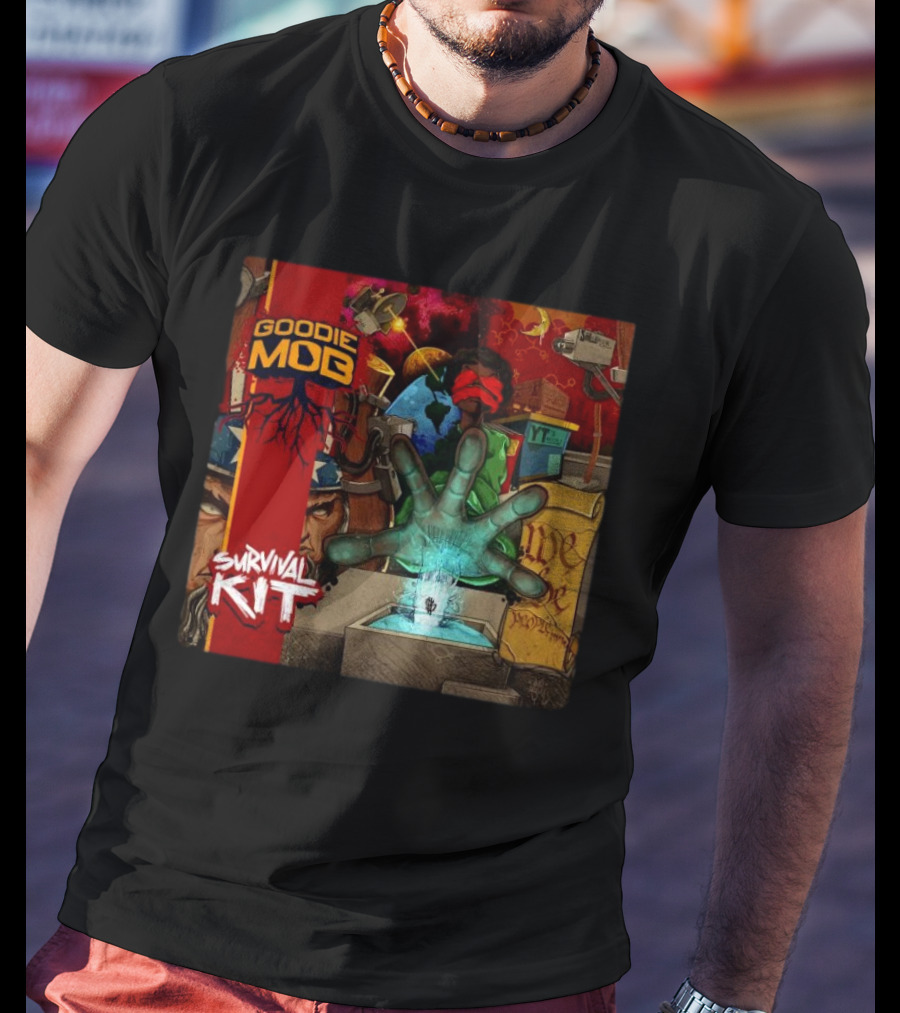 Goodie Mob Survival Kit Hand Album Art With Globe And Graffiti T-Shirt