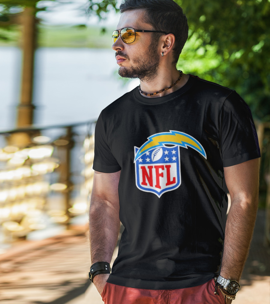 Los Angeles Chargers NFL Lightning Bolt Shield Emblem T-Shirt
