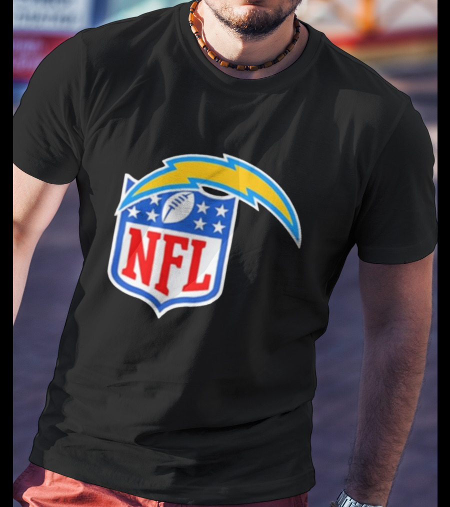 Los Angeles Chargers NFL Lightning Bolt Shield Emblem T-Shirt