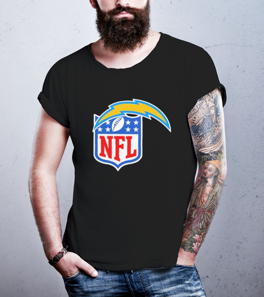 Los Angeles Chargers NFL Lightning Bolt Shield Emblem T-Shirt