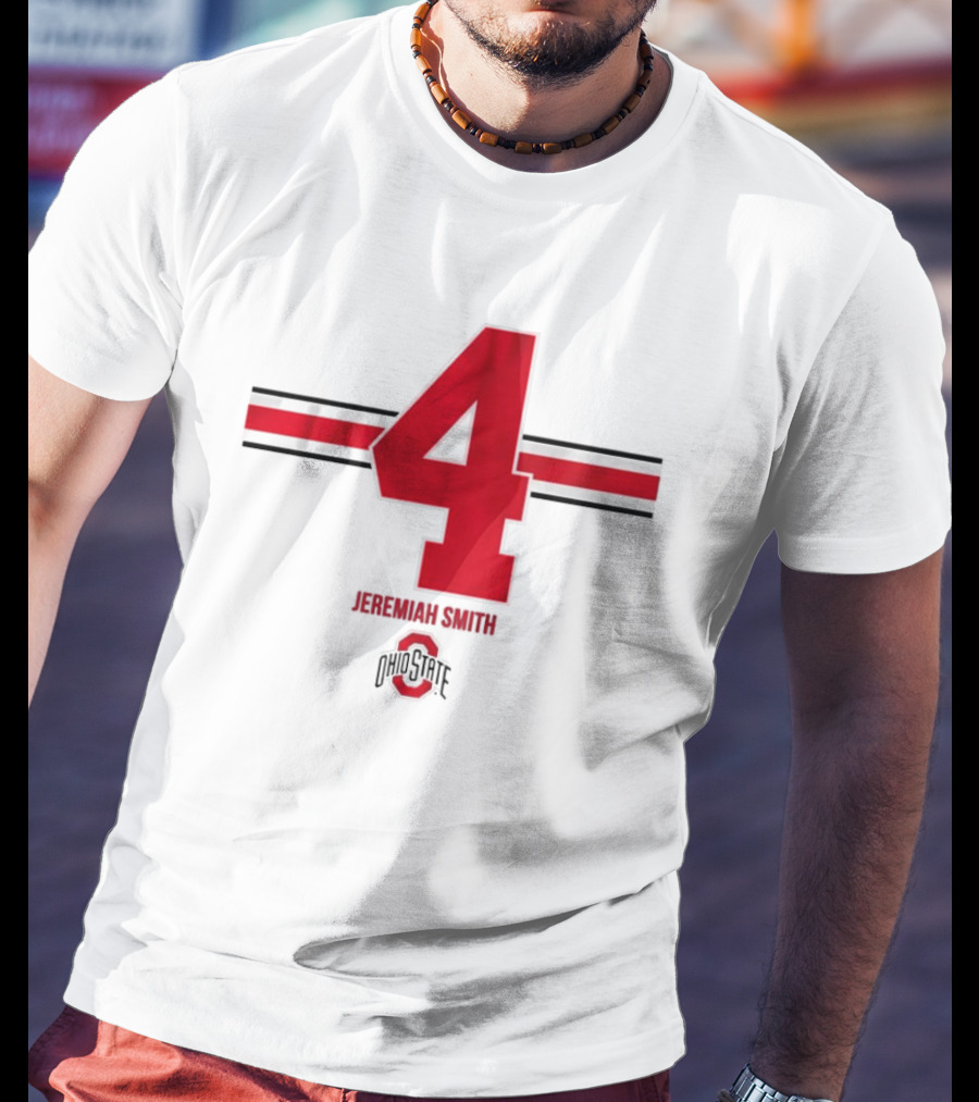 Ohio State Football Jeremiah Smith 4 Jersey Logo Stripes T-Shirt