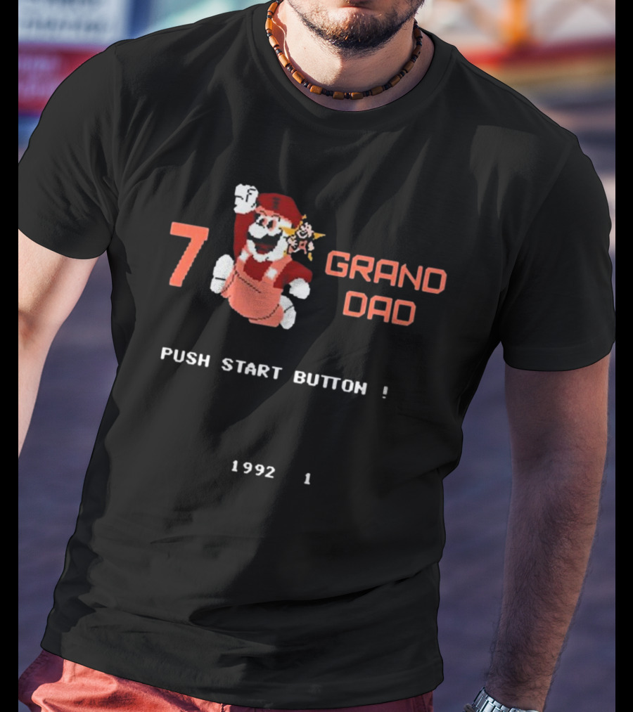 7 Grand Dad Push Start Button 1992 Video Game T-Shirt