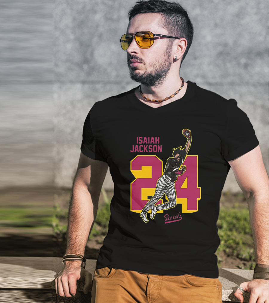 Isaiah Jackson 24 Arizona State Baseball Player Dunk Action T-Shirt
