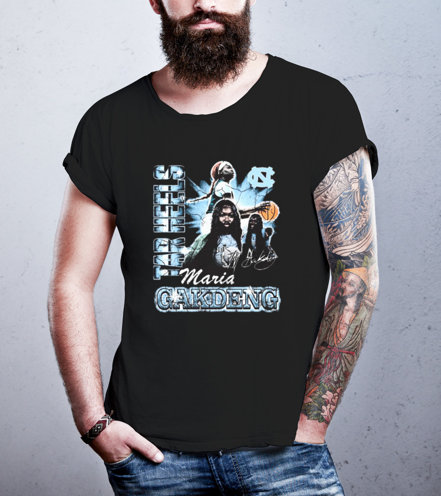 Maria Gakdeng North Carolina Tar Heels 90s Style Visage Basketball T-Shirt