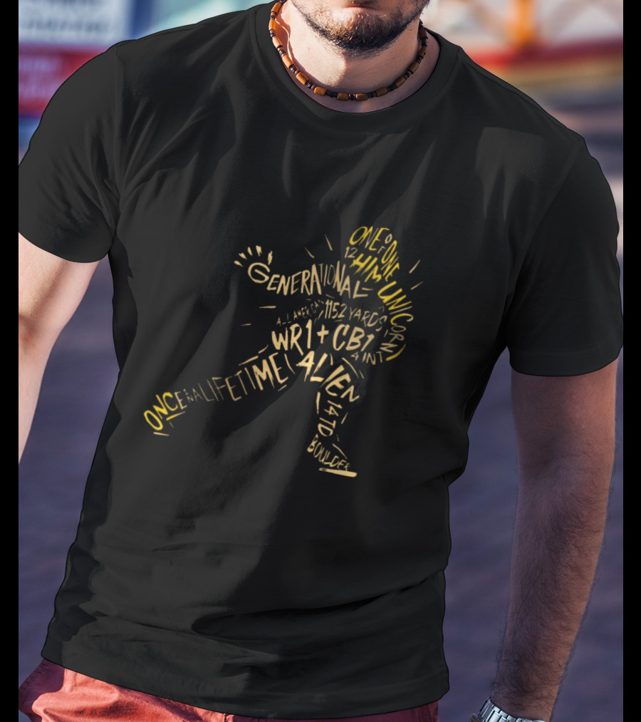 Travis Hunter One Of One Him Generational Unicorn All American 1152 Yards WR1 CB1 Alien Colorado Boulder T-Shirt