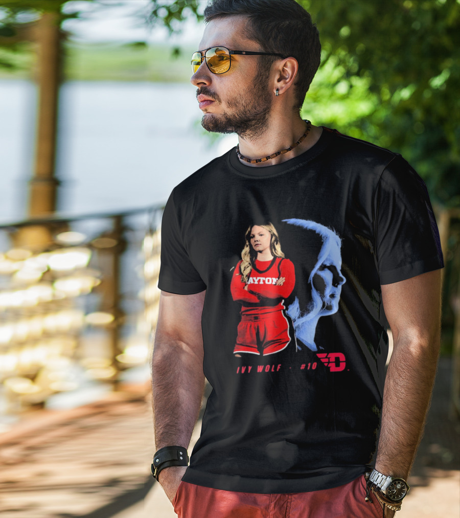 Ivy Wolf Dayton Flyers #10 Basketball Portrait With Team T-Shirt
