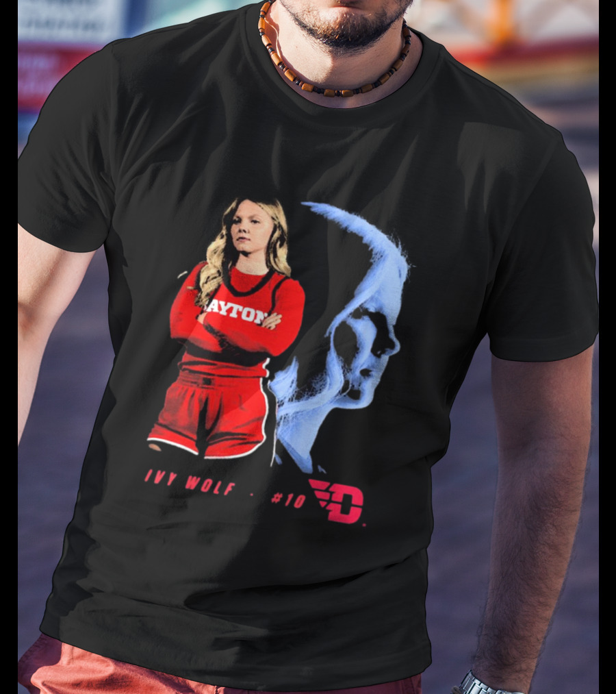 Ivy Wolf Dayton Flyers #10 Basketball Portrait With Team T-Shirt