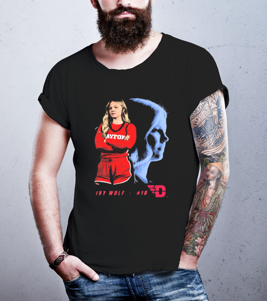 Ivy Wolf Dayton Flyers #10 Basketball Portrait With Team T-Shirt