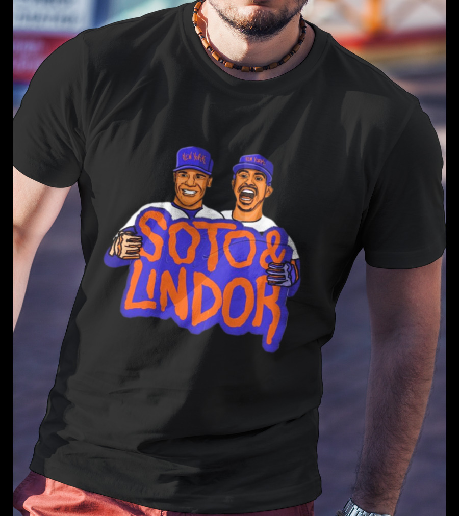 Soto And Lindor New York Mets MLB Caricatures T-Shirt