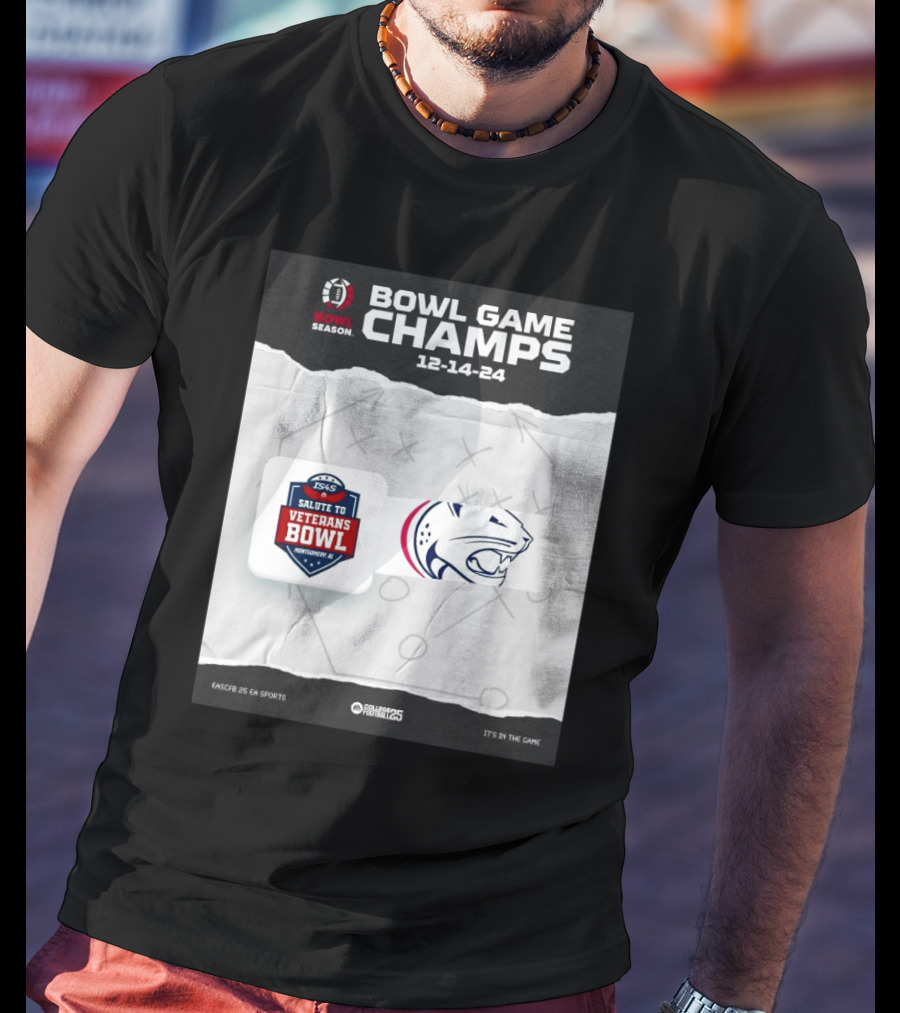 Bowl Game Champs 12-14-24 Salute To Veterans Bowl Season South Alabama Jaguars T-Shirt