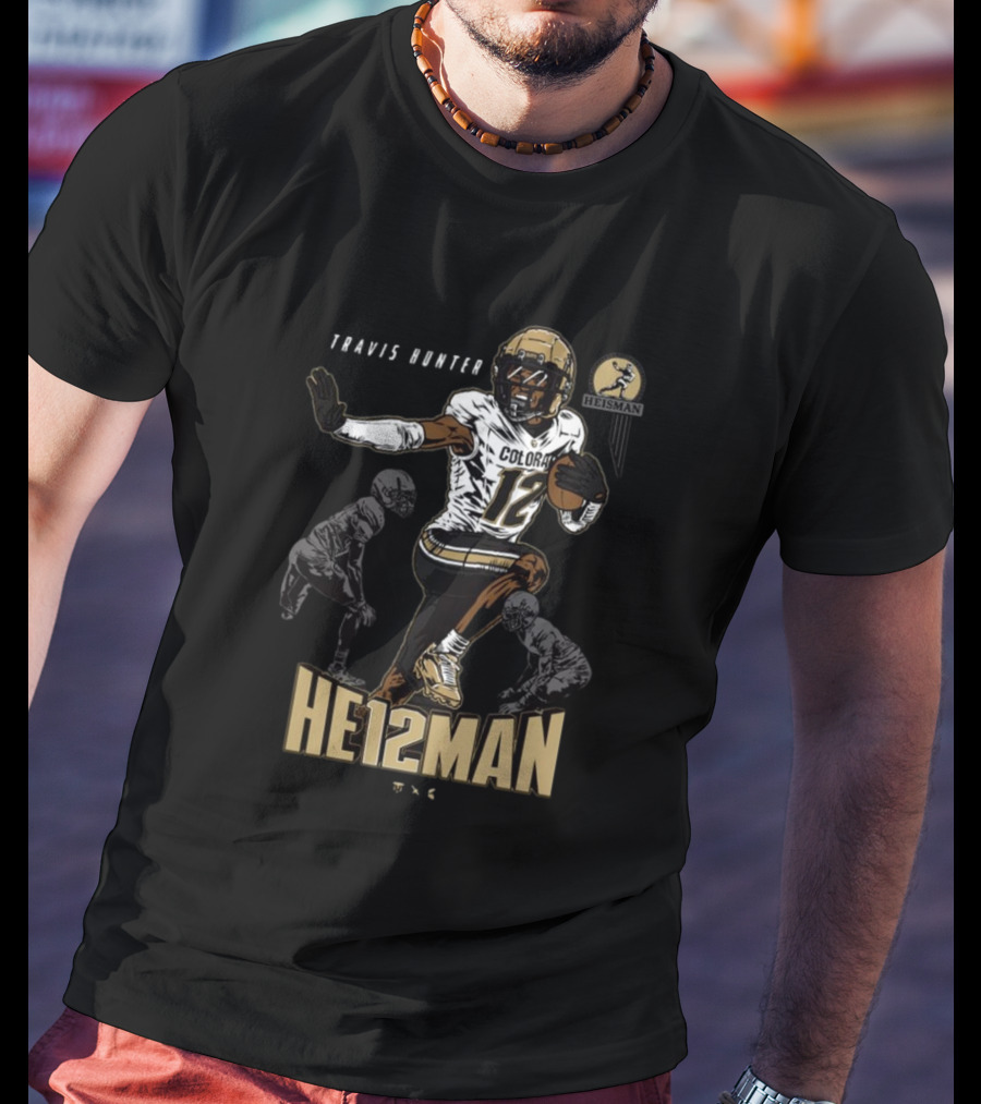 Travis Hunter Colorado 12 Heisman Buffaloes Football T-Shirt