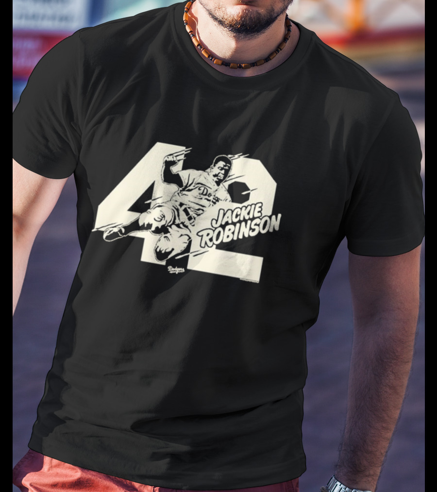 Jackie Robinson Dodgers Sliding 42 MLB Los Angeles T-Shirt