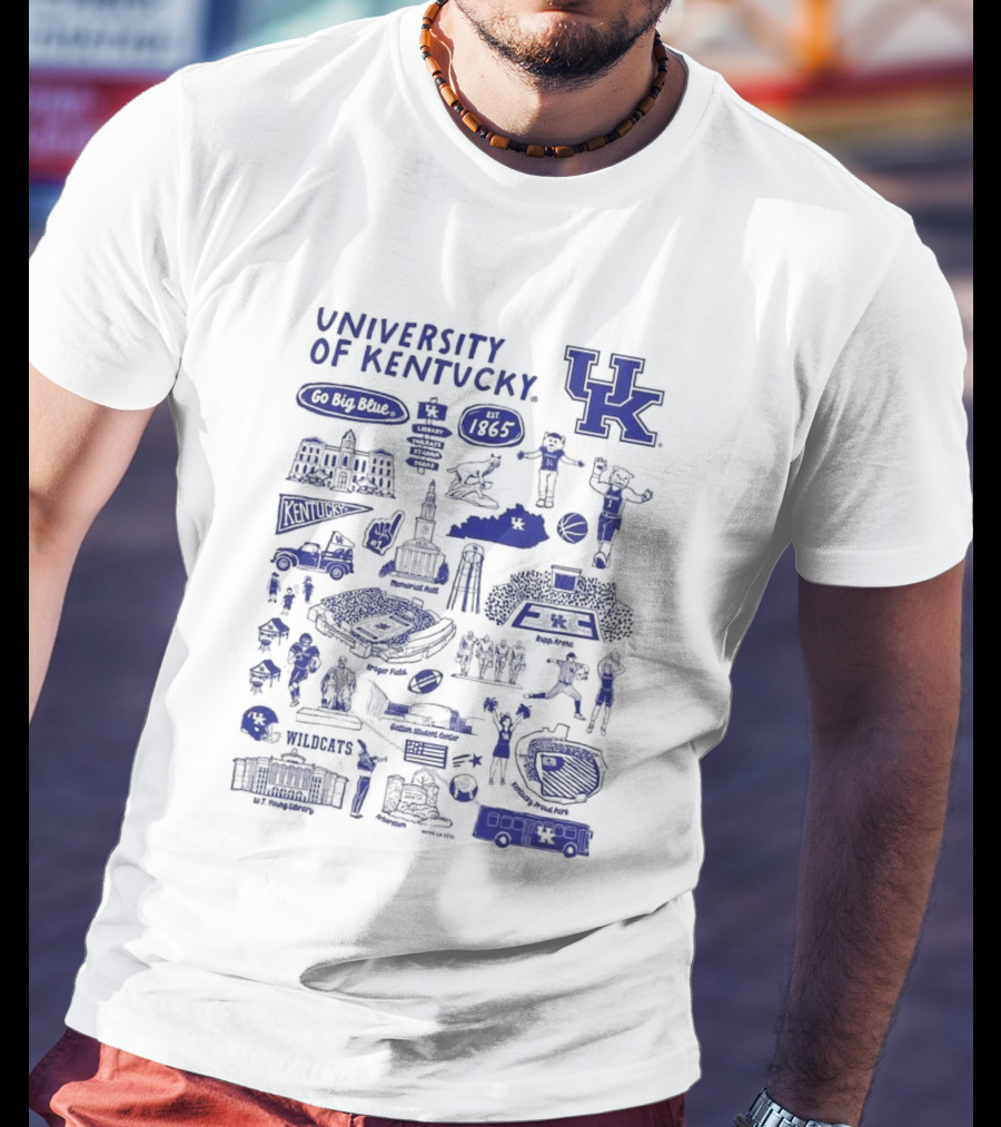 University Of Kentucky Go Big Blue Wildcats Rupp Arena Memorial Hall Kroger Field Lextran UK Basketball 1865 Established Kentucky Wildcats Vive La Fete Impressions T-Shirt