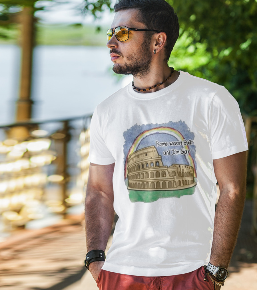 Marcuspork Rome Wasn’t Built And I’m Gay With Colosseum And Rainbow T-Shirt